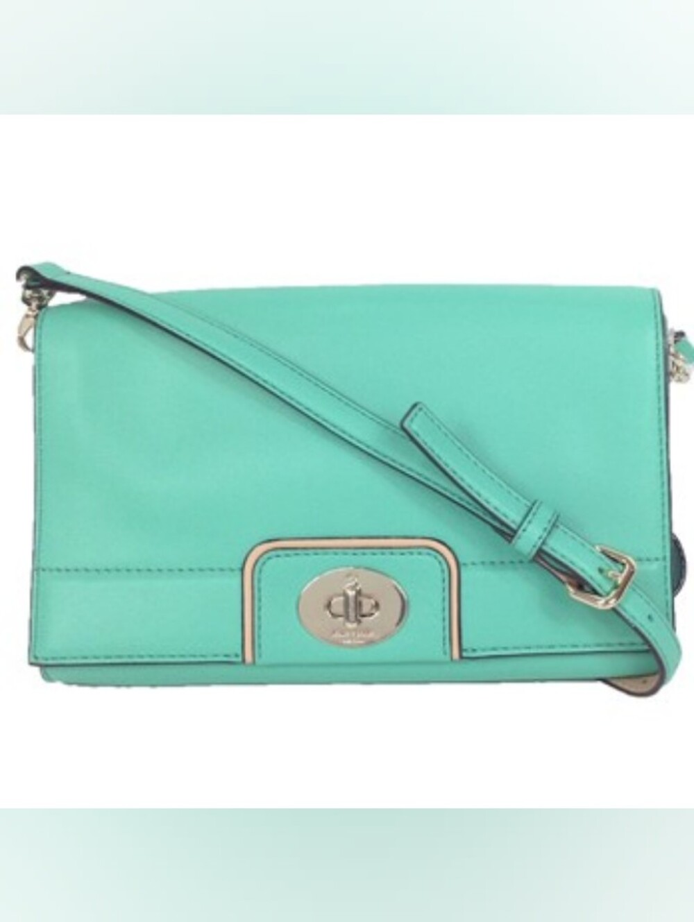 Kate Spade Hampton Road Juliana Leather Flap Turquoise Aqua Cove Crossbody Bag